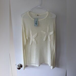 Mahina Hawaii Starfish Crochet Top Coverup Sweater Size Medium New NWT
